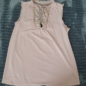 Blush pink lace detail top from Express